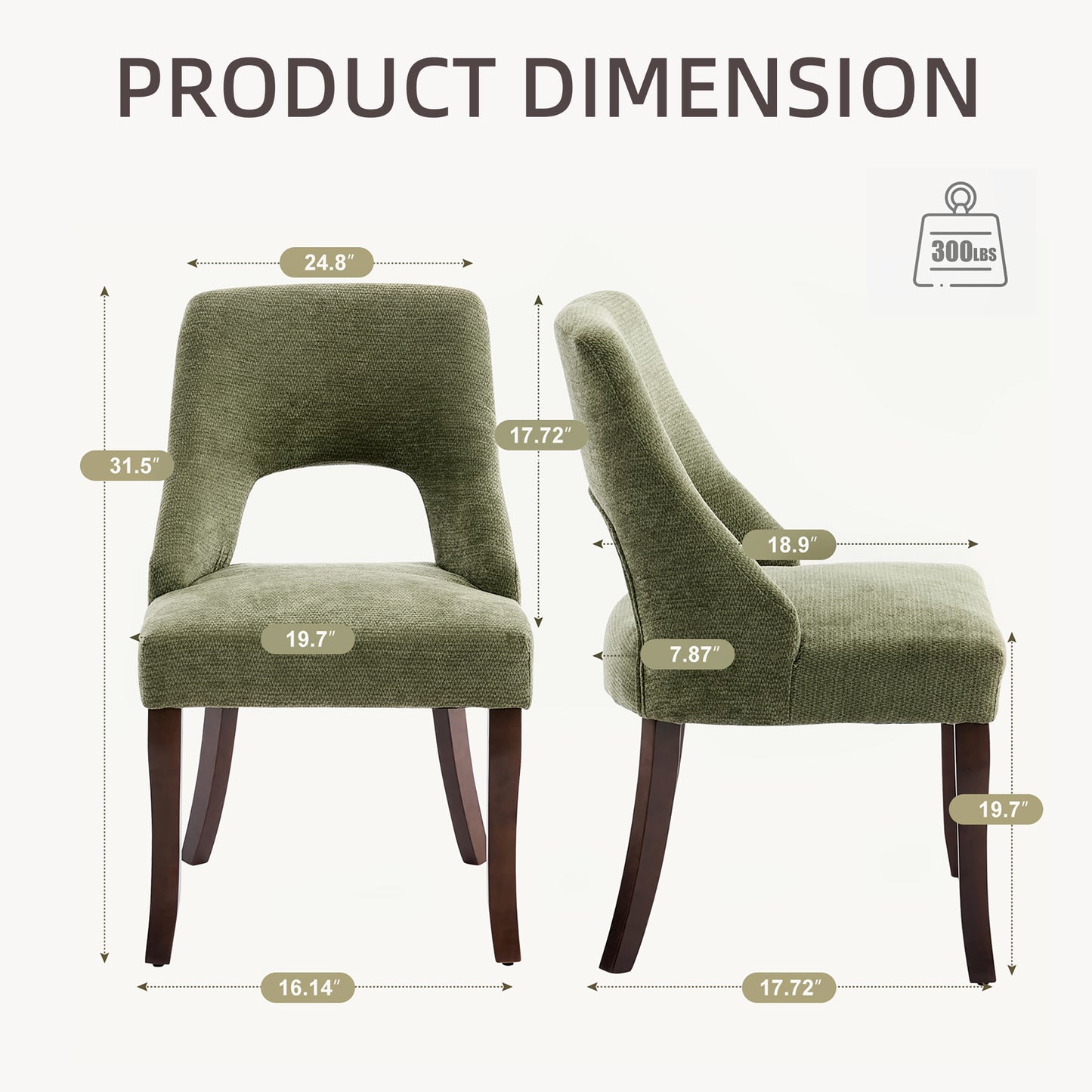 Kitchen Organizer - Dining Chair Set of 2,Upholstered Chenille Fabric