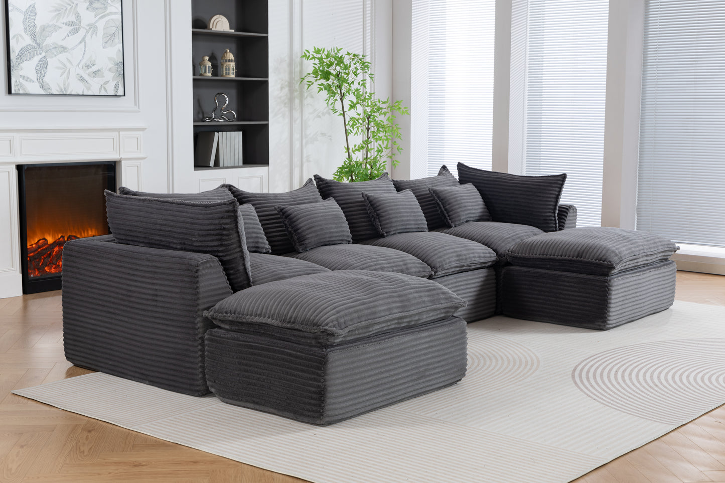 129.8" Width Cloud Couch Oversized Modular Sectional Sofa True Relax