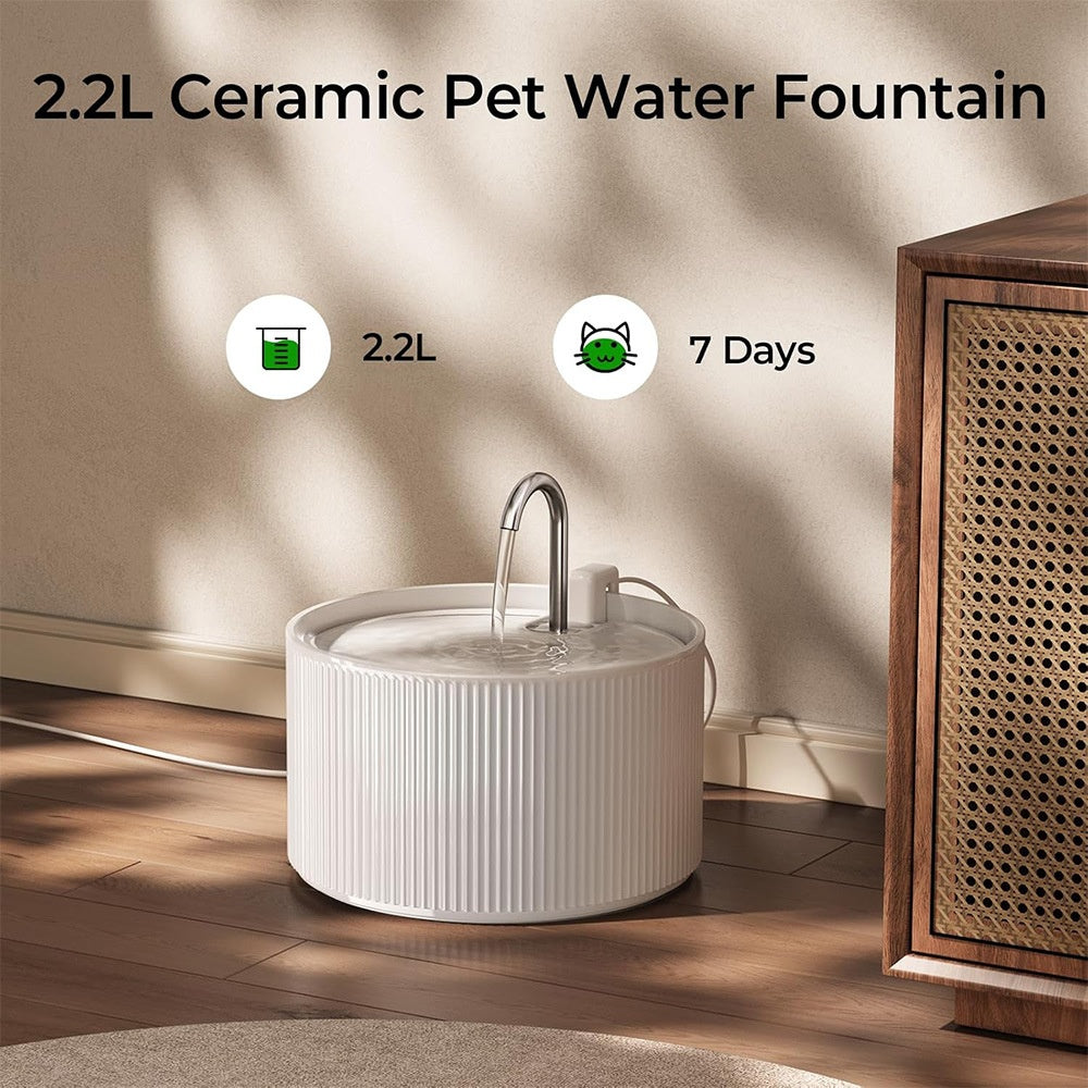 Pet Supplies - Ceramic Cat Water Fountain 2.2L Pet Automatic Water