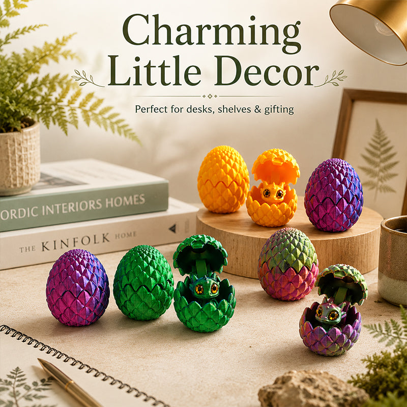 Home Decor - 3D Printed Dragon Egg With Mini Dragon, Openable Scale