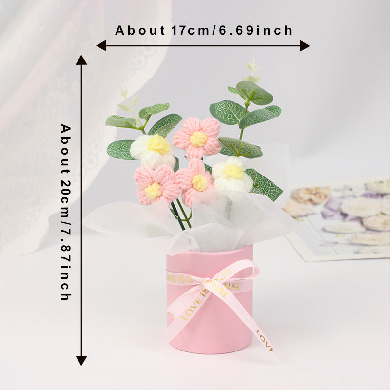 Home Decor - Handmade Crochet Flower Bouquet, Colorful Small Daisies