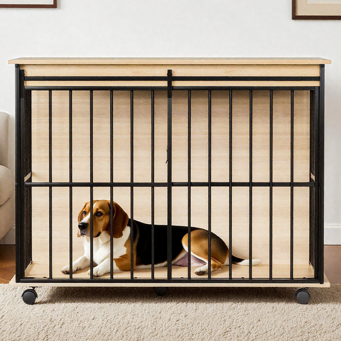 Dog crate furniture, large-sized dog crate suitable for medium to large dogs, wooden dog kennel furniture
