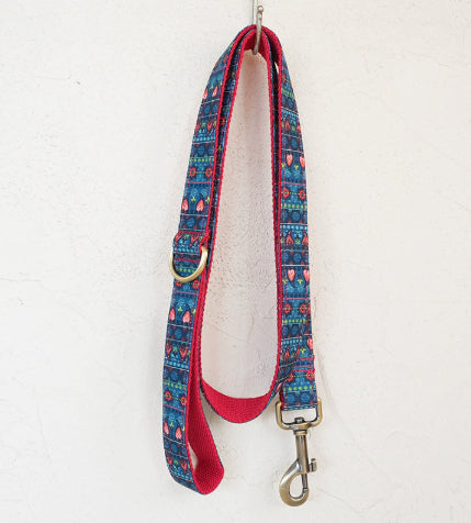 New Red Lotus Dog Collar Pet Supplies Export Leash Set Bronze Buckle