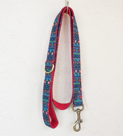 New Red Lotus Dog Collar Pet Supplies Export Leash Set Bronze Buckle