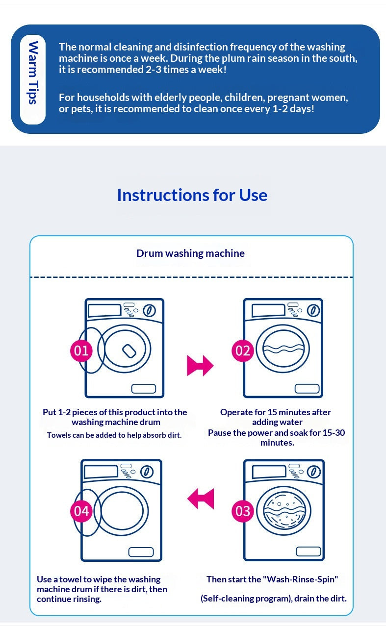Factory Direct Washing Machine Tank Effervescent Tablet Cleaning Agent Cleaning Agent Stain Artifact Drum Impeller Washing Machine Universal