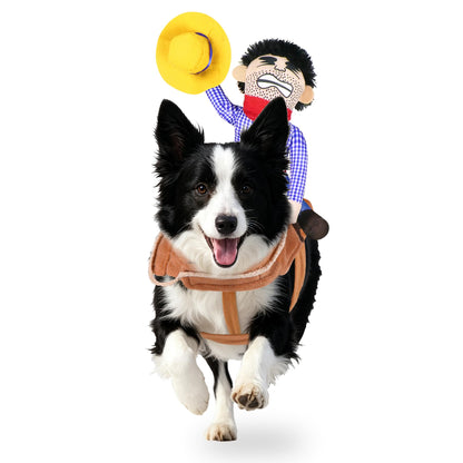 Dog Halloween Costumes, Funny Dog Cowboy Rider Costume, Adjustable Pet Halloween Cosplay Costume For S M L XL Dogs