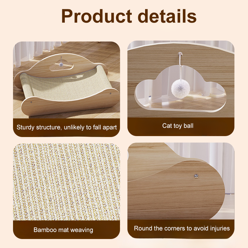 Sisal Large Cat Scratcher Bed, Comfy Chaise Lounge For Cats Rest Scratch Play, Protects Furniture, Durable, Horizontal, No-Mess