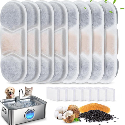 Stainless Steel Pet Water Fountain Filter Cartridge, Water Feeder With Activated Carbon Filter Included
