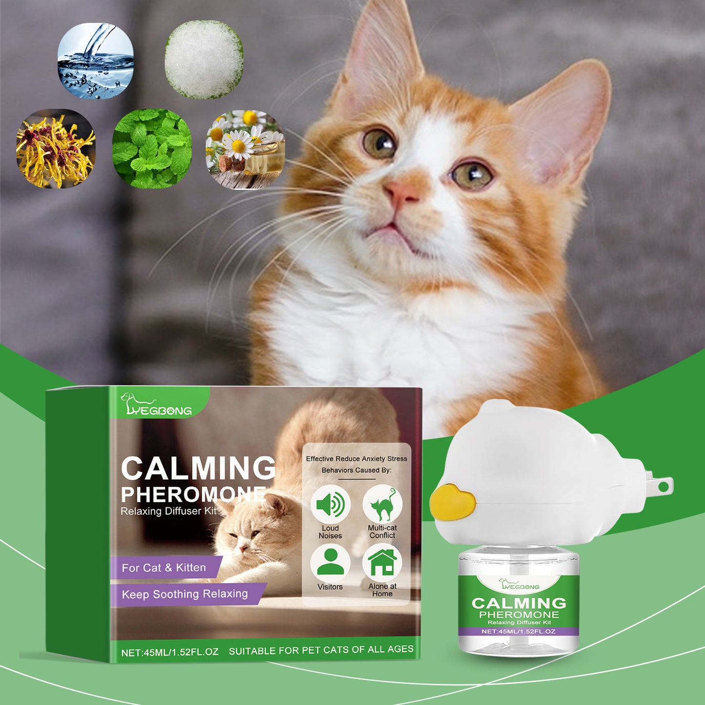 Yegbong Cat Emotional Care Kit Pet Cat Comfort And Calmness, Stress Reduction Care For Agitated Cats