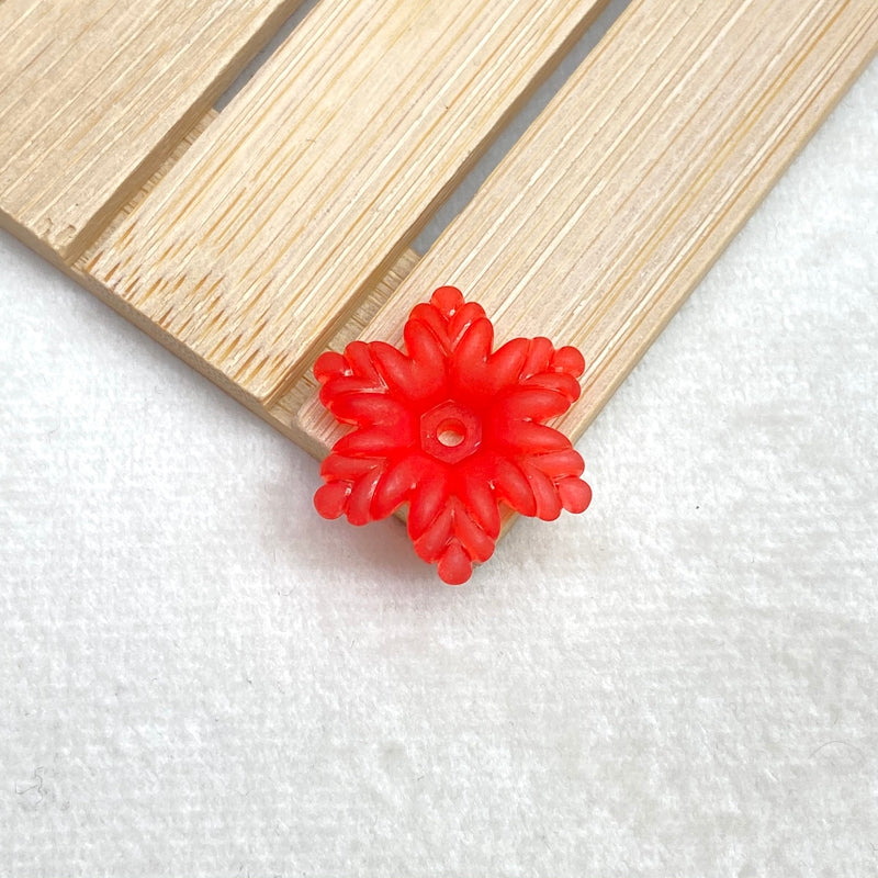 Matte Acrylic Snowflake Spacers, Frosted Scalloped Center-Drilled Charms For DIY Vintage Hair Sticks, Earrings & Craft Jewelry Supplies.