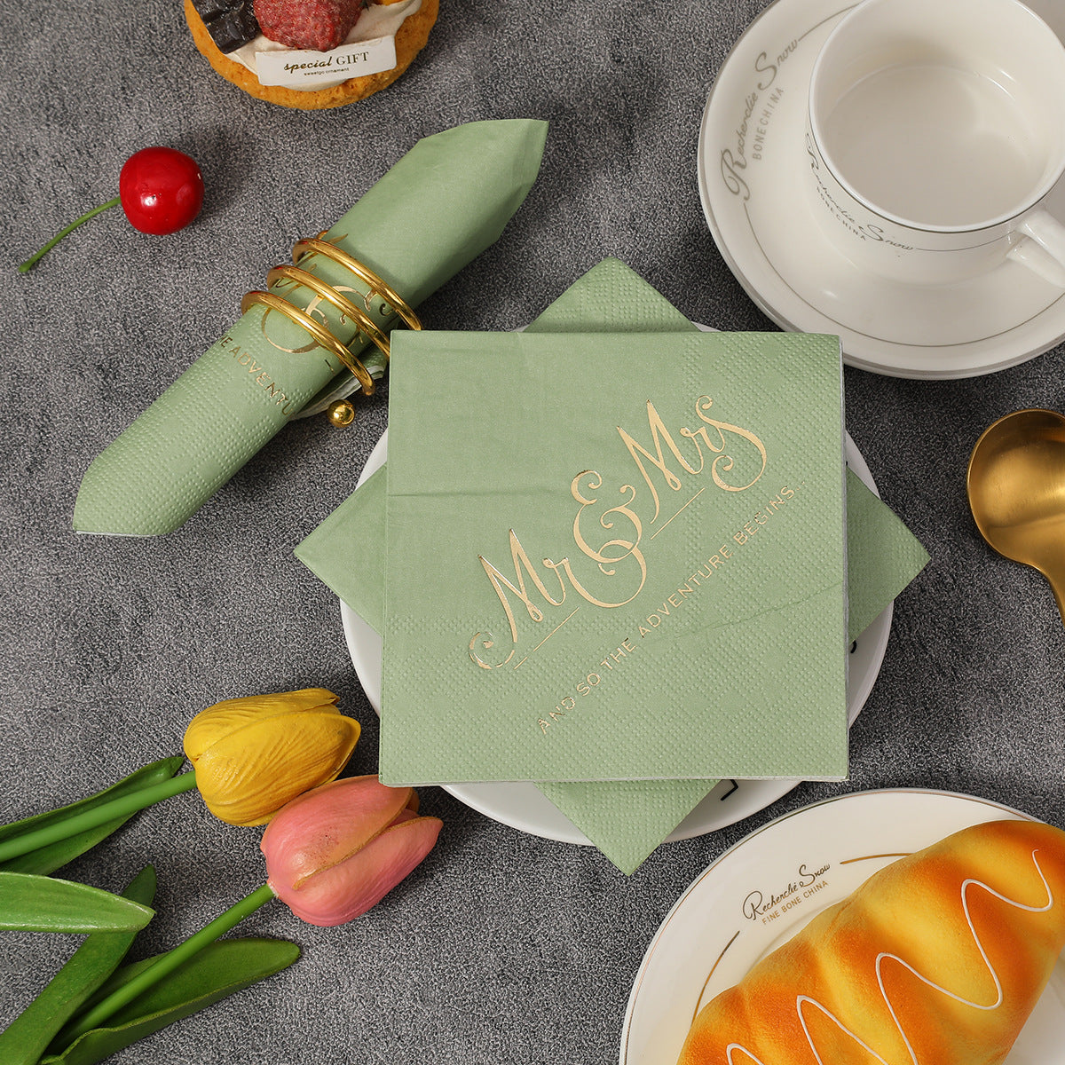 Home Decor - Customized Square Home Napkin Hotel Hot Stamping Napkin