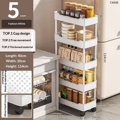Kitchen Organizer - Ultra-Narrow Floor-Standing Kitchen Shelf With