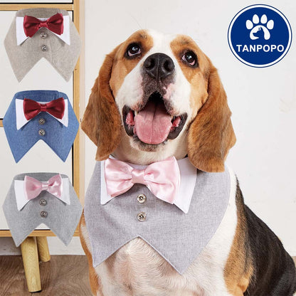 British-style Suit Pet Bib Velcro Pet Triangle Scarf