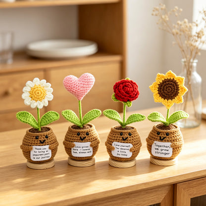 Smart Home Gadget - Handmade Crochet Potted Flower, Assorted Pot