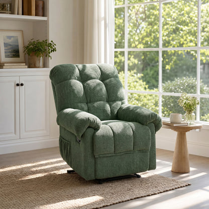 Green Recliner Chair, Overstuffed Armchair, Manual Recliner, Living