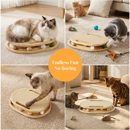 Smart Home Gadget - Cat Scratcher With Ball Track Toy, Sisal Scratch