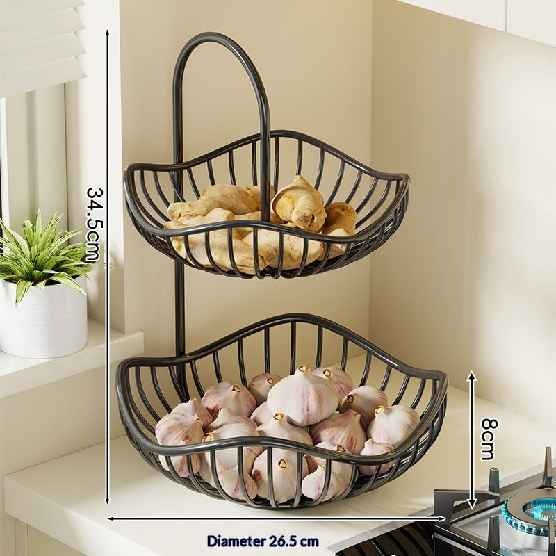 Kitchen Onion Ginger And Garlic Basket Double-layer Fruit Storage Rack