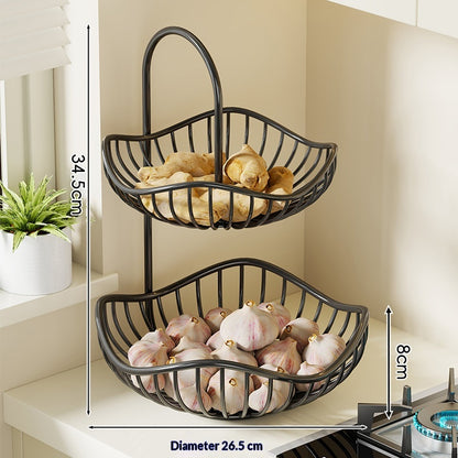Kitchen Onion Ginger And Garlic Basket Double-layer Fruit Storage Rack