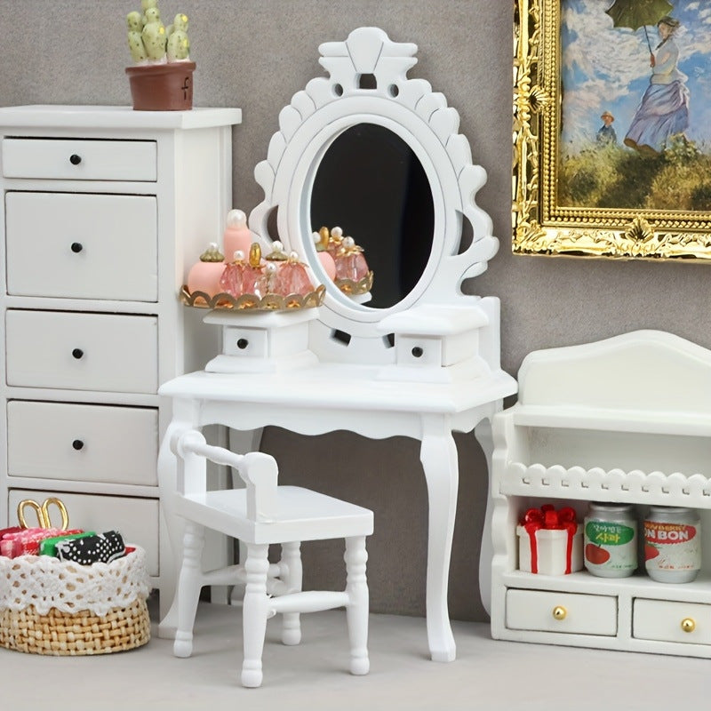 Dressing Table With Stool And Mirror Mini Furniture