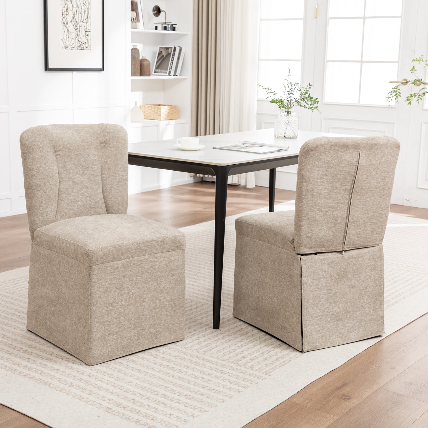 Kitchen Organizer - Linen Dining Chairs, Modern Fabric Side Chairs