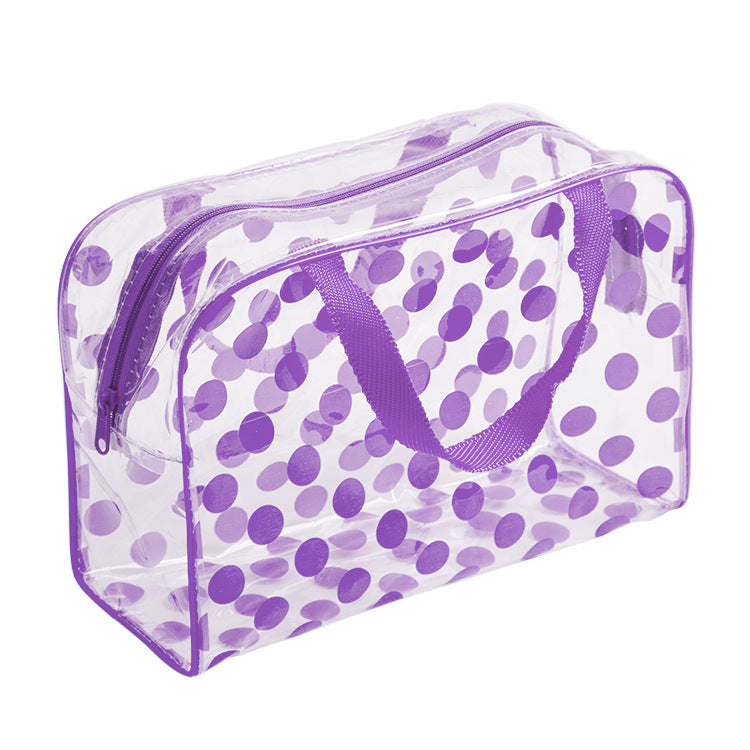 Handheld Clear Polka Dot Cosmetic Bag, Large Capacity Waterproof Travel Toiletry Wash Bag Portable Makeup Organizer For Business Trip