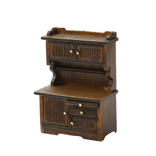 Miniature Dollhouse With Furniture And Decorations Double-Door Sideboard And Bookcase