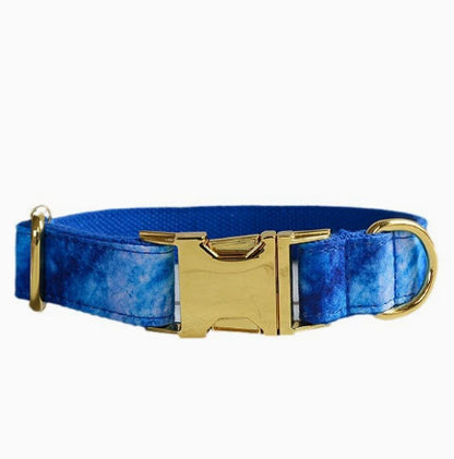 Blue Agate Dog Collar Pet Supplies Export Leash Set Gold Buckle