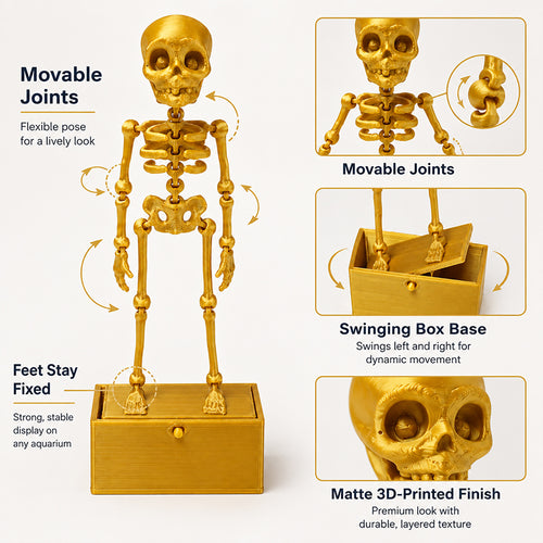 Home Decor - Movable Skeleton Aquarium Ornament, 3D Printed