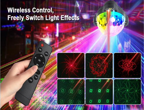 Disco Party Light DJ Stage Ocean Star Projector Light With Remote Control Sound Activated For Party Birthday Christmas Wedding KTV Bar Club, Home