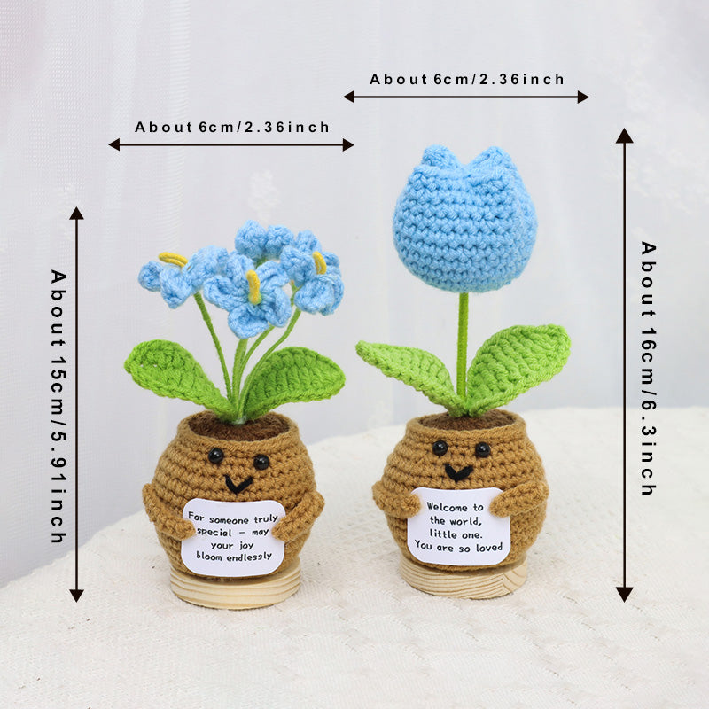 Home Decor - Handmade Crochet Potted Flower, Assorted Cute Pot