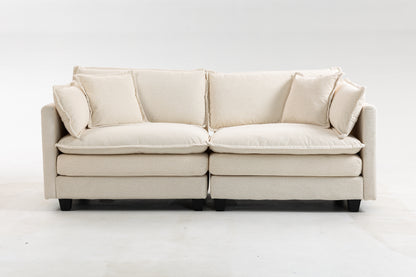 Modern 2seats 77.95"Sectional Sofa with Waist Pillows,2-seat