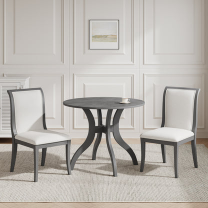 Kitchen Organizer - Oak Gray Dining Table Set:39.4" Round Table + 2
