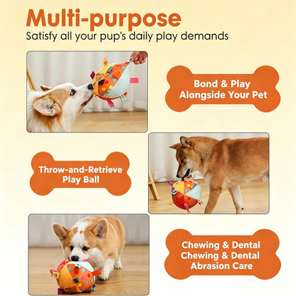 Colorful Squeaky Hanging Dog Training Toy, Squeaky Hanging Dog Toy, Dogs Ball With Ribbons And Bell, Pet Interactive Fetch Toys For Small Medium Dog