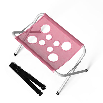 Grooming Pet Bath Stand Mesh Bathing Station, Pink Foldable Metal Structure With Quick Surface And Strap, Suitable For Pet Washing Maintenance Travel