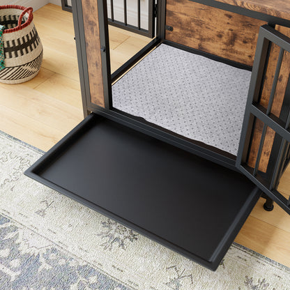 Dog Crate Furniture, Wooden Dog Crate Table, 27.48" Dog Kennel with 2