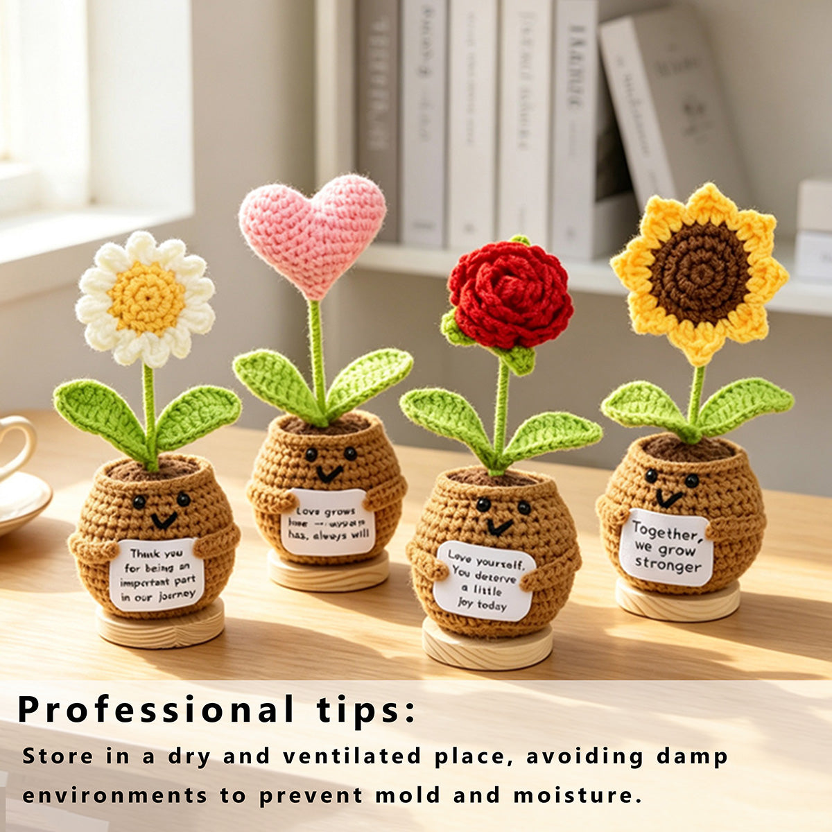 Smart Home Gadget - Handmade Crochet Potted Flower, Assorted Pot