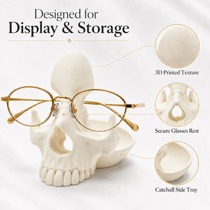 Home Decor - 3D Printed Skull Eyeglass Holder With Storage Tray
