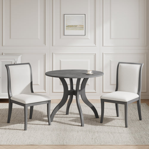 Kitchen Organizer - Oak Gray Dining Table Set:39.4" Round Table + 2