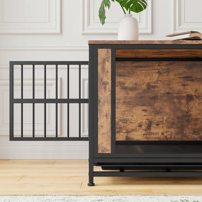 Dog Crate Furniture, Wooden Dog Crate Table, 27.48" Dog Kennel with 2