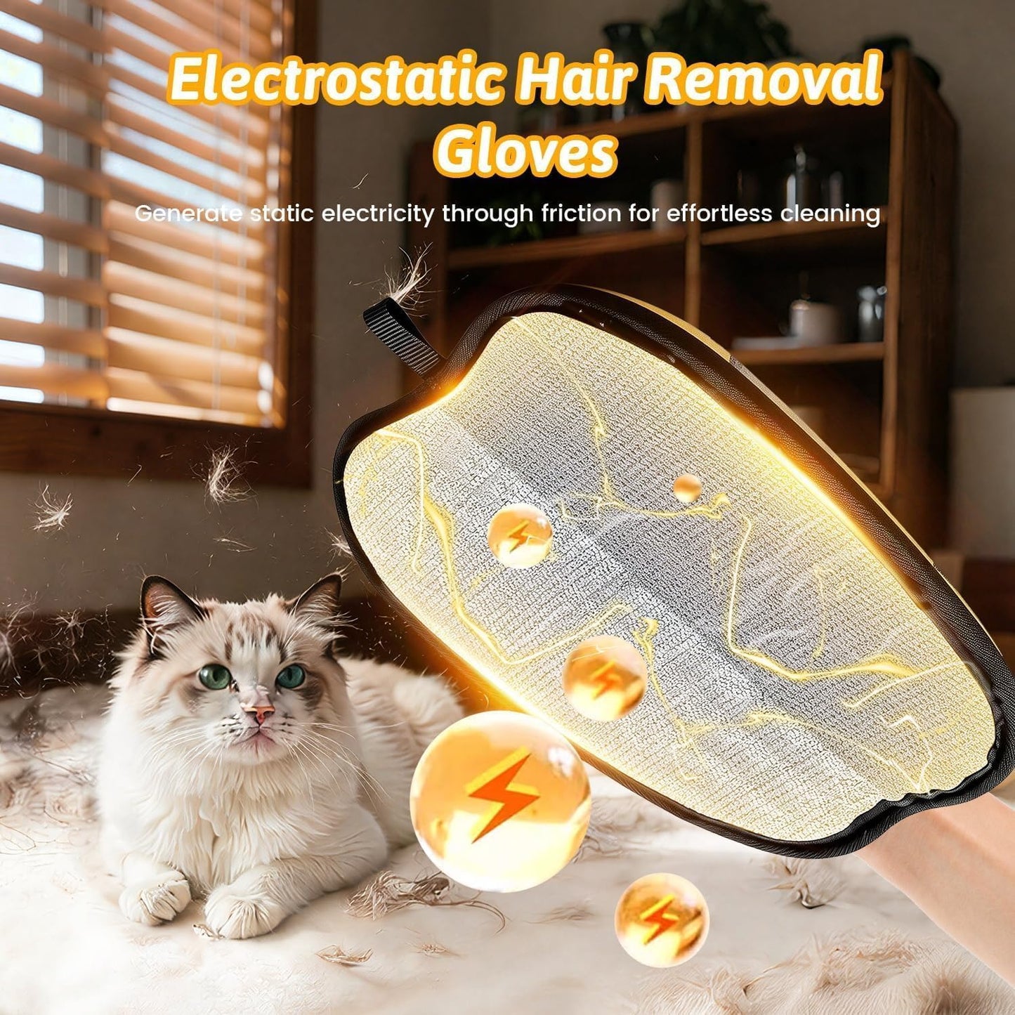 Pet Hair Removal Glove For Dogs & Cats, Upgraded Reusable Electrostatic Pet Hair Remover Glove, Magic Brush Mitt Tool For Couch, Furniture, Bed