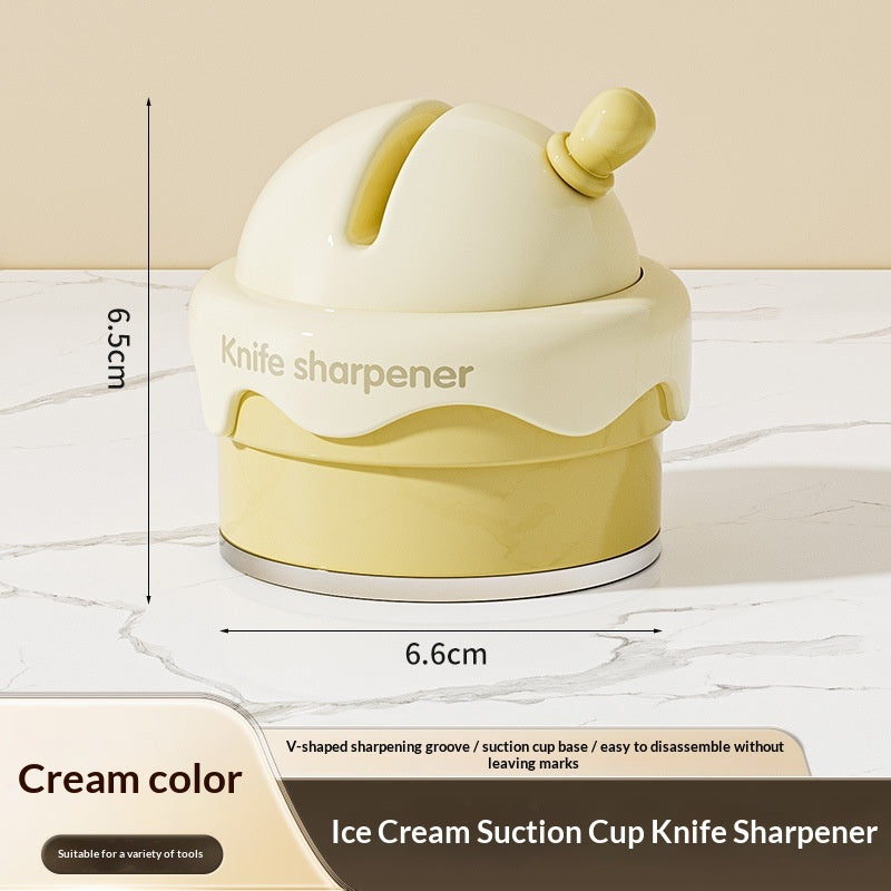 Ice Cream Shaped Suction Cup Knife Sharpener For Home Kitchens