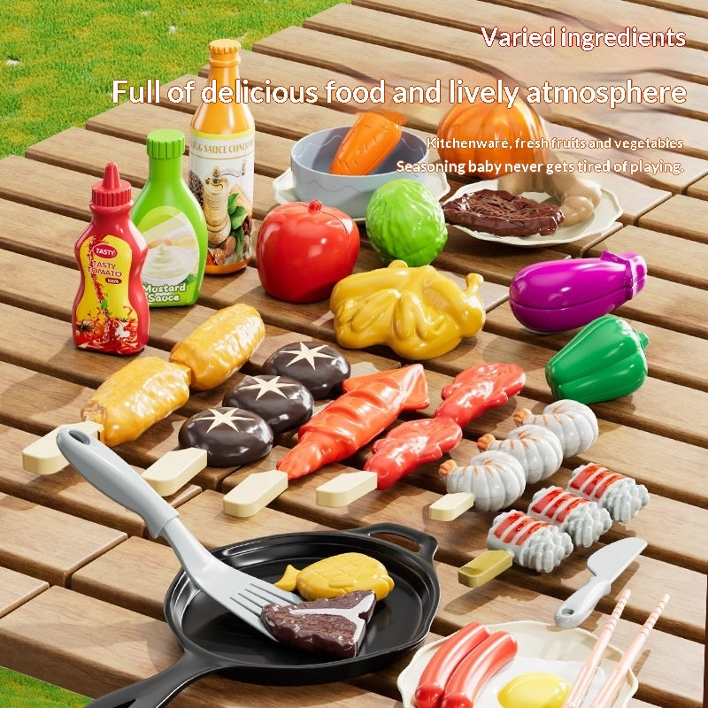 Girls Cooking Play Simulation Cooking Station Baby BBQ Kitchen Toy Set