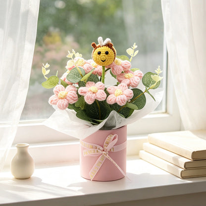 Home Decor - Handmade Crochet Flower Bouquet, Cute Little Bee Dolls