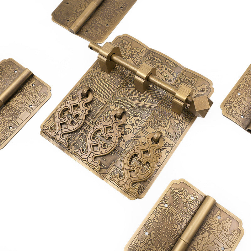 Chinese-style Antique inspired Solid Brass Furniture Hinge Pull Handle