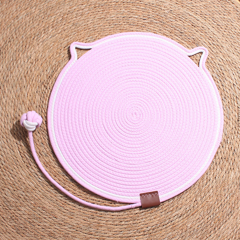 Cat Scratch Pad For Indoor Cats Kitten Round Cat Scratcher Pad, Woven Cotton Rope Cat Scratching Mat, Couch Protector For Wall, Furniture, Carpets