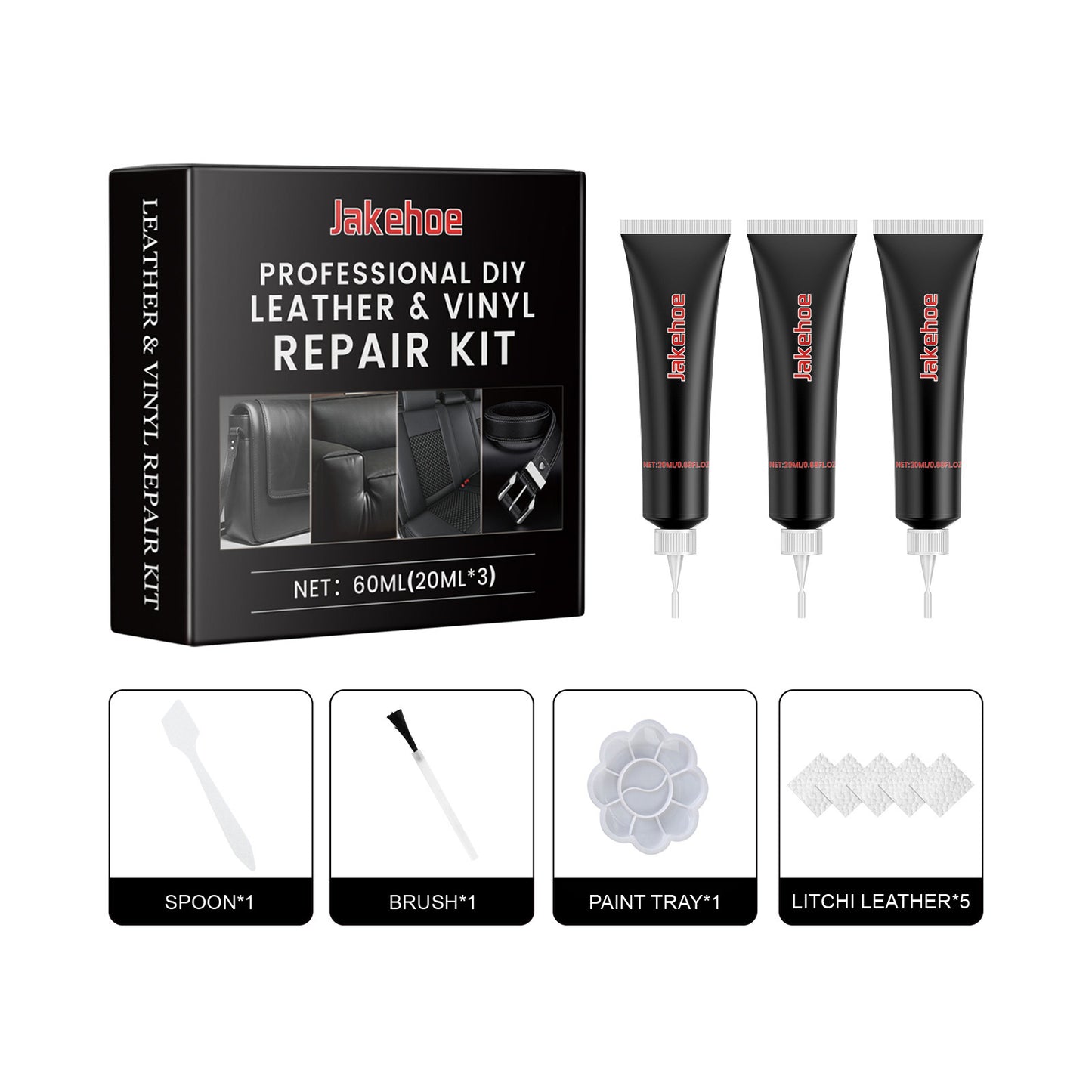 Jakehoe Leather Care Kit For Furniture, Sofas, Seats, Car Interiors, Leather Cleaning, Refurbishing, And Repairing Cream