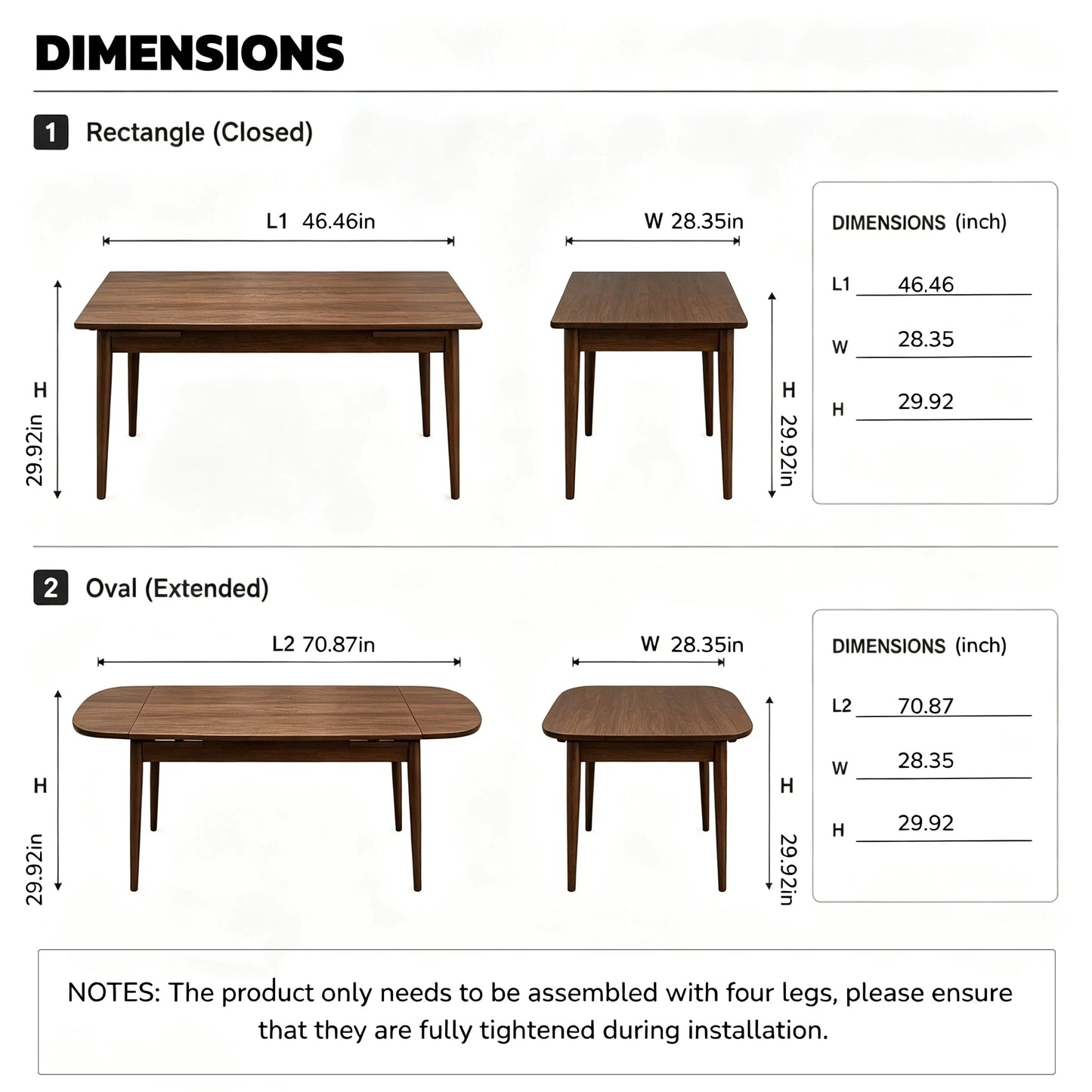 Kitchen Organizer - Solid Wood Extendable Dining Table Expandable