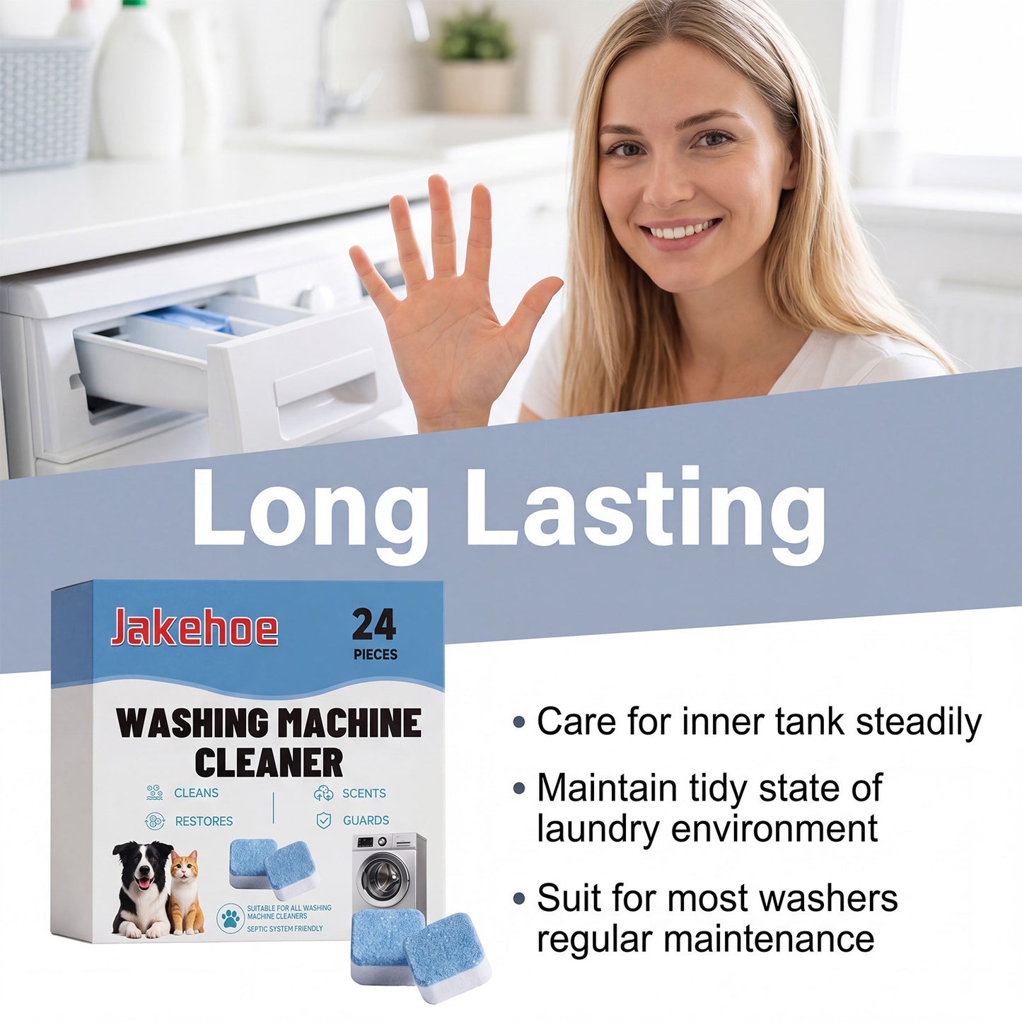 Jakehoe Washing Machine Cleaning Tablets Daily Gentle Cleaning Tablets For Removing Lint And Impurities From Washing Machines And Eliminating Odors