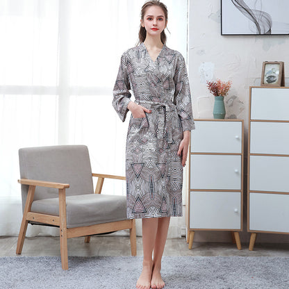 Ice-silk Thin-printed Home Bathrobe