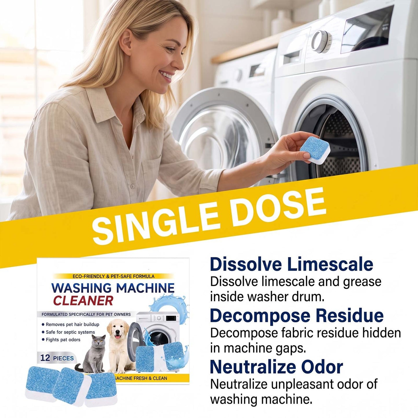 Non-removable Wash-and-disassemble Inner-cylinder Lint-cleaning Tablets
